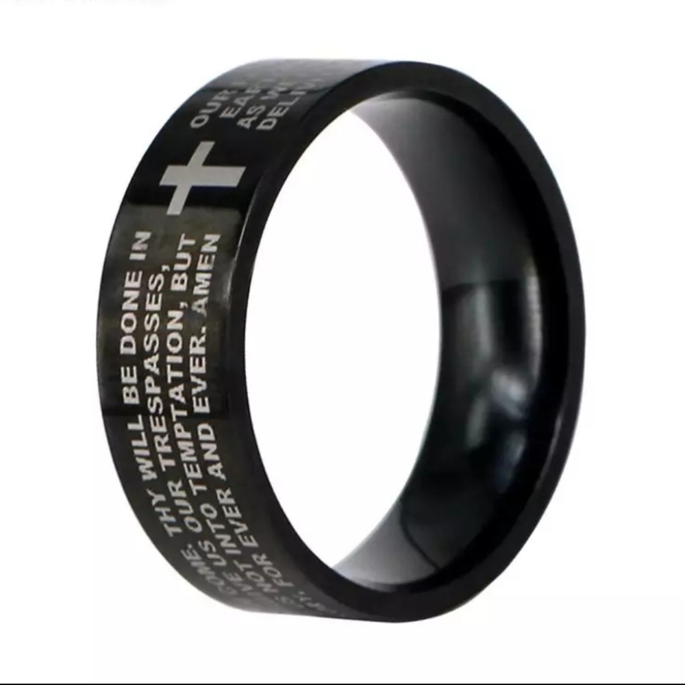 Stainless steel cross English letters  Ring unisex